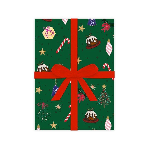 5 lehte rohelist pakkepaberit , 50 x 70 cm Christmas Fun - eleanor stuart-image-2