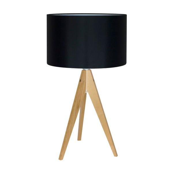 Černá stolní lampa 4room Artist, bříza, Ø 33 cm