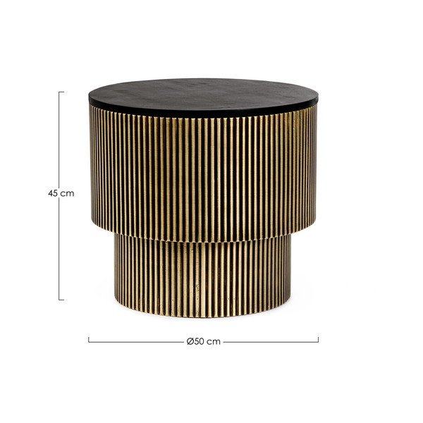 Musta-kuldne ümmargune mangopuidust plaadiga diivanilaud, ø 50 cm Virat – Bizzotto-image-4