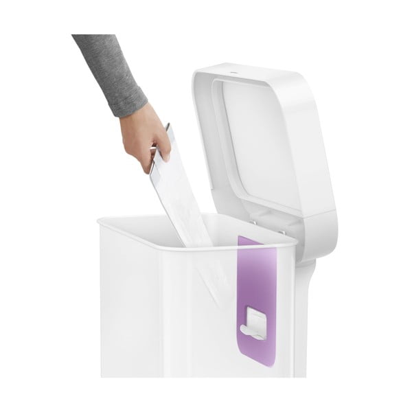 Valge astmeline terasest prügikast 55 l - simplehuman-image-1