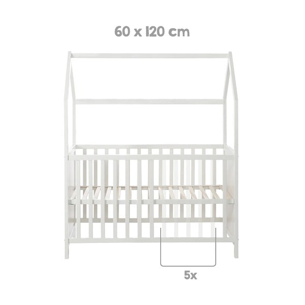 Valge võrevoodi 60x120 cm - Roba-image-3