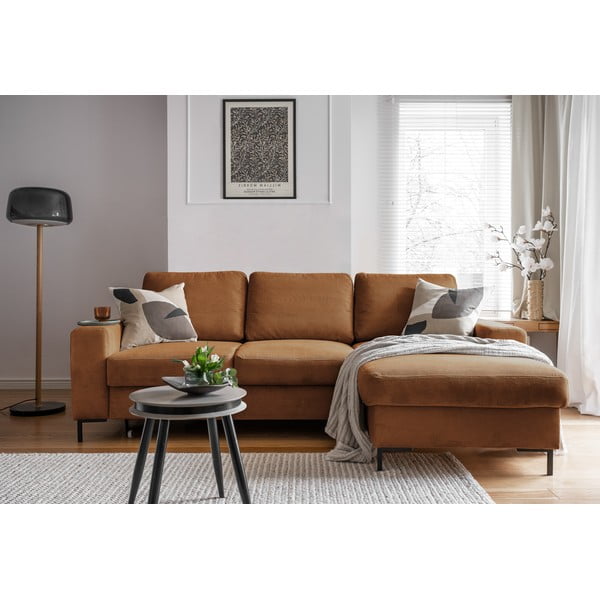 Pruun velvetist diivanvoodi (paremas nurgas) Lofty Lilly - Miuform-image-4