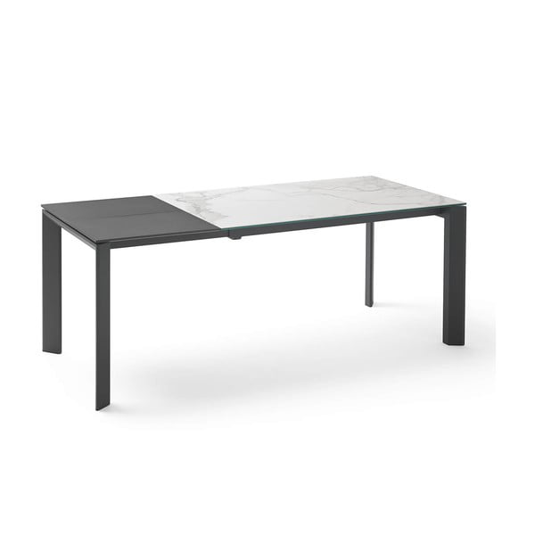 Šedo-černý rozkládací jídelní stůl sømcasa Lisa Blanco, délka 140/200 cm