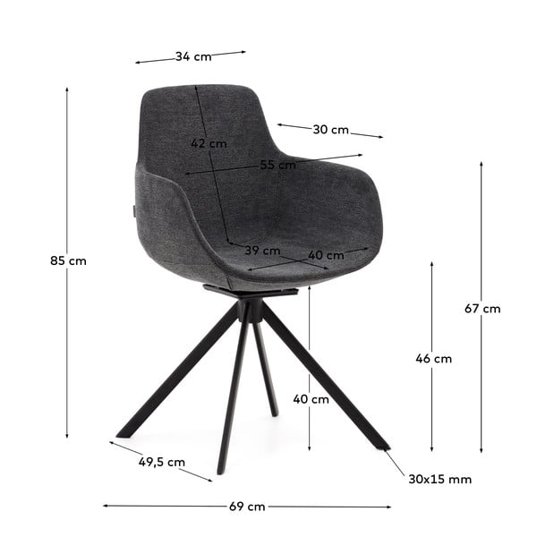 Tumehallid söögitoolid 2tk komplektis Tissiana - Kave Home-image-4