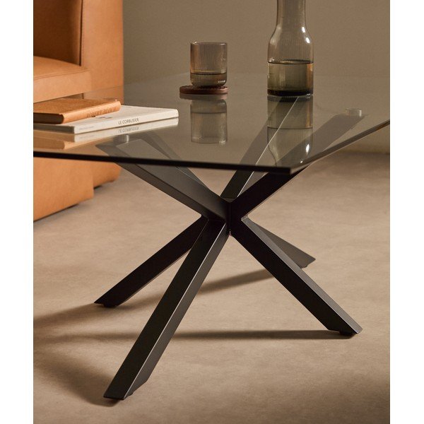 Must kohvilaud klaasist pealispinnaga 70x130 cm Argo - Kave Home-image-2