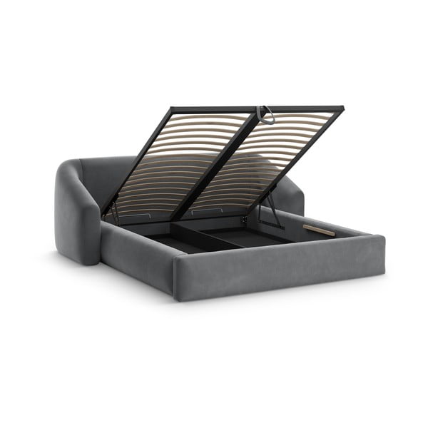 Hall polsterdatud kaheinimesevoodi, koos panipaiga ja restiga 200x200 cm Campi – Cosmopolitan Design-image-1