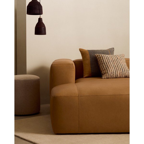 Pruun nahkdiivan 210 cm Blok - Kave Home-image-1