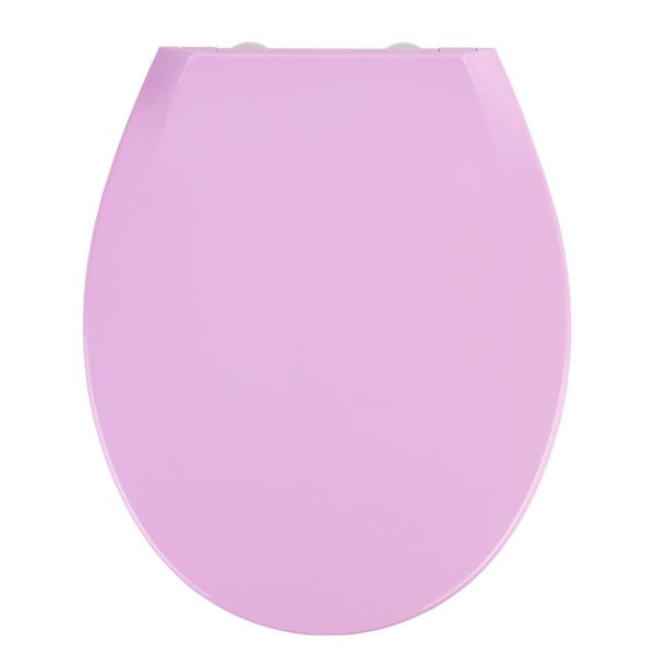 Růžové WC sedátko se snadným zavíráním Wenko Kos, 44 x 37,5 cm