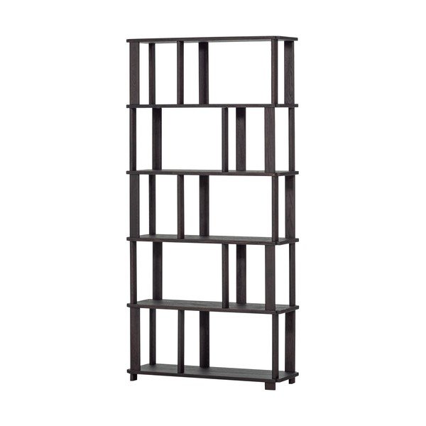 Tumepruun tammepuidust raamaturiiul 90x186x30 cm Riss - WOOOD-image-2