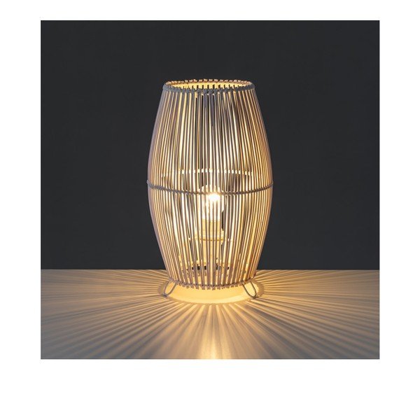 Valge laualamp bambusevarjundiga (kõrgus 29 cm) - Casa Selección-image-1