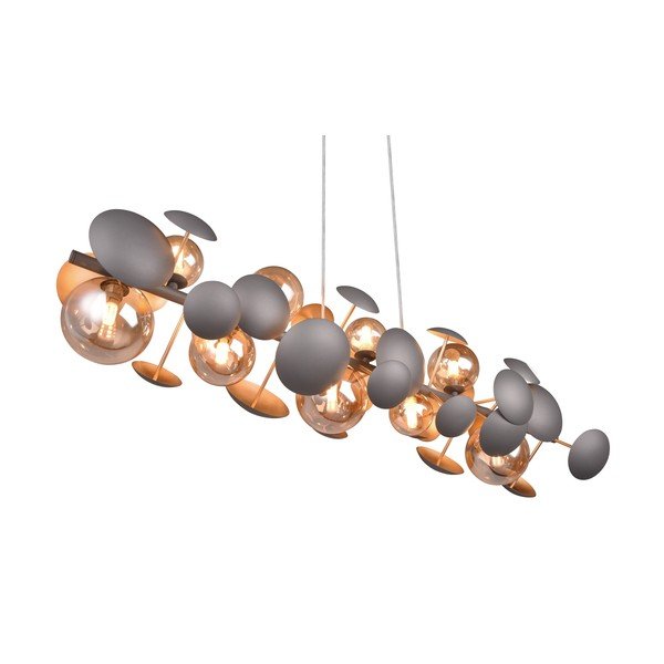 Hall-kuldne rippvalgusti klaasist varjuga Bubble - Trio Select-image-1