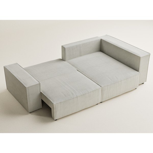 Kreemikas sametist diivanvoodi/panipaigaga nurgadiivan (parempoolne/L-kujuline) Tonga - Maison de Rêve-image-3