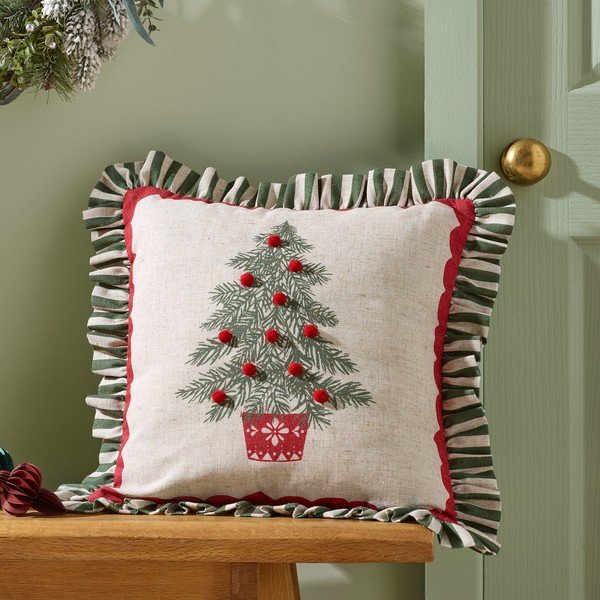 Dekoratiivne padi jõulumotiiviga 45x45 cm Frilled Christmas Tree - Catherine Lansfield-image-1