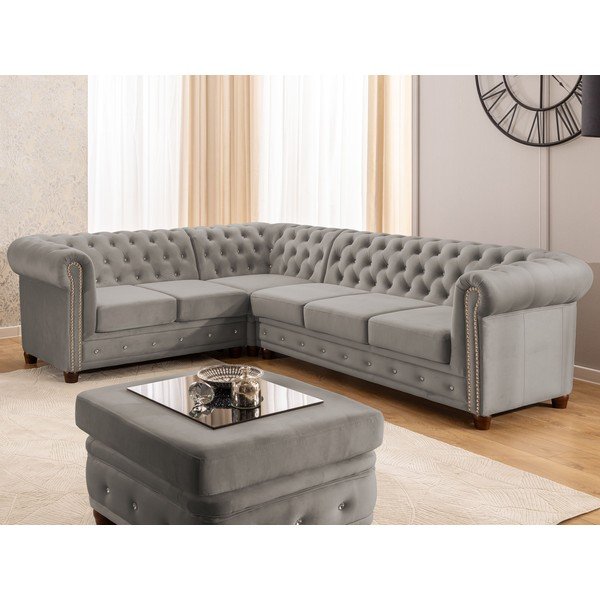 Hall sametist nurgadiivanvoodi (vasak nurk/L-kujuline) York Blik - Ropez-image-1