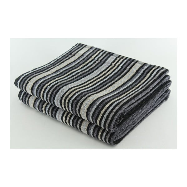 Set 2 osušek Black Stripes, 70x140 cm