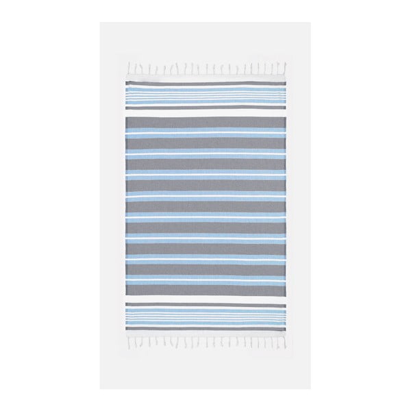 Modro-šedá osuška s příměsí bavlny Kate Louise Cotton Collection Line Blue Grey, 100 x 180 cm