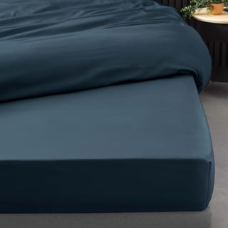 Tumesinine puuvill-perkalist kummiga lina 90x190 cm Percaline - douceur d'intérieur
