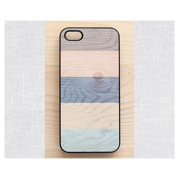 Obal na iPhone 5, Pastel Stripes on wood/black