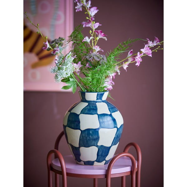 Sinisest/kreem käsitsi maalitud klaasist vaas (kõrgus 24 cm) Check - Bloomingville-image-1