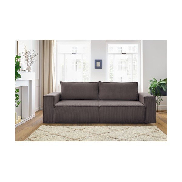 Tumepruun velvetist diivanvoodi 245 cm Nihad - Bobochic Paris-image-4