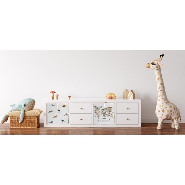 Valge riidest laste mänguasjade organisaator 32x32x32 cm Dino Friends - Butter Kings-image-1