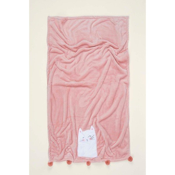 Roosa puuvillane beebitekk 75x120 cm Kitty - Mijolnir-image-1
