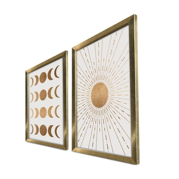 Raamitud plakatid, 2tk komplektis 38x53 cm Moon & Sun - Wallity-image-2
