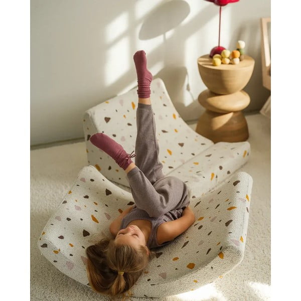 Valge buklee/šenillkangast laste kott-tool Terrazzo Moon - Wigiwama-image-1