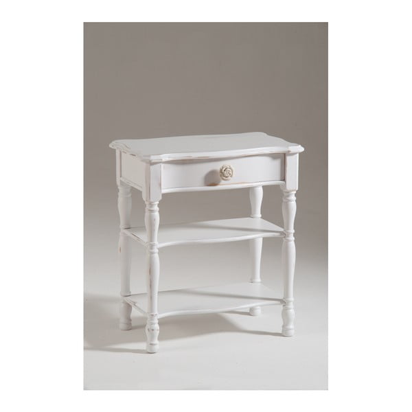 Bílý dřevěný noční stolek se zásuvkou Castagnetti Idee