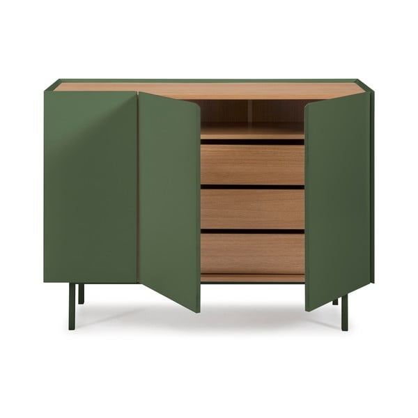 Roheline madal tammedekooriga kummut 110x85 cm Arista – Teulat-image-3