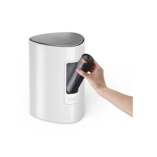 Läikiv valge roostevabast terasest prügikast 5 l EasyStore Luxe - Joseph Joseph-image-3