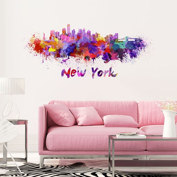 Nástěnná samolepka Ambiance Wall Decal New York Design Watercolor, 40 x 95 cm