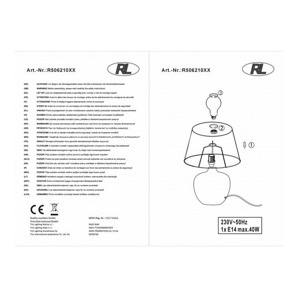 Must keraamiline ja riidest laualamp , kõrgus 26 cm Luxor - Reality-image-3