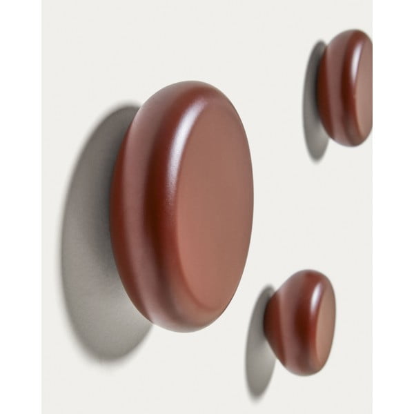 Punased seinale kinnitatavad puidust konksud 3tk komplektis Nadue - Kave Home-image-1