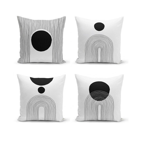 Mustad ja beežid padjapüürid 4 tk 43x43 cm komplektis - Minimalist Cushion Covers