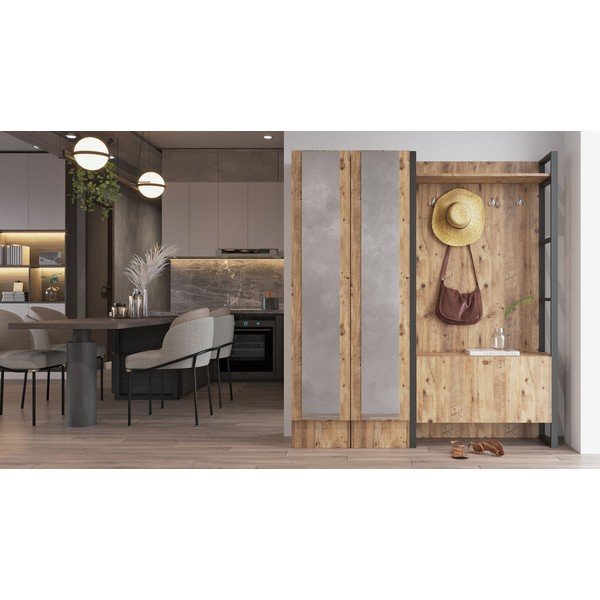 Loodusliku värvi männi dekooriga koridorikomplekt Yvette - Kalune Design-image-3