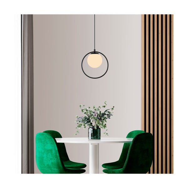 Must metallist rippvalgusti klaasist lambivarjundiga ø 15 cm Ates - Squid Lighting-image-3