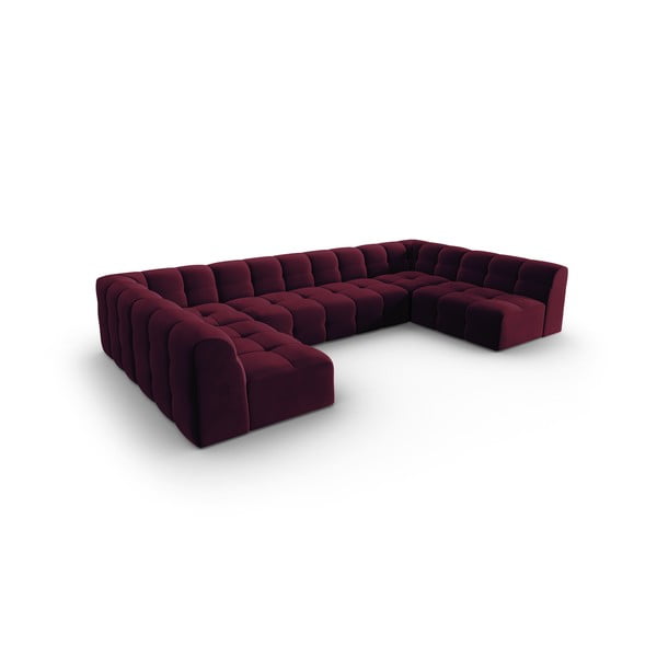 Bordoopunane sametist nurgadiivan (U-kujuline) Kendal - Micadoni Home-image-3