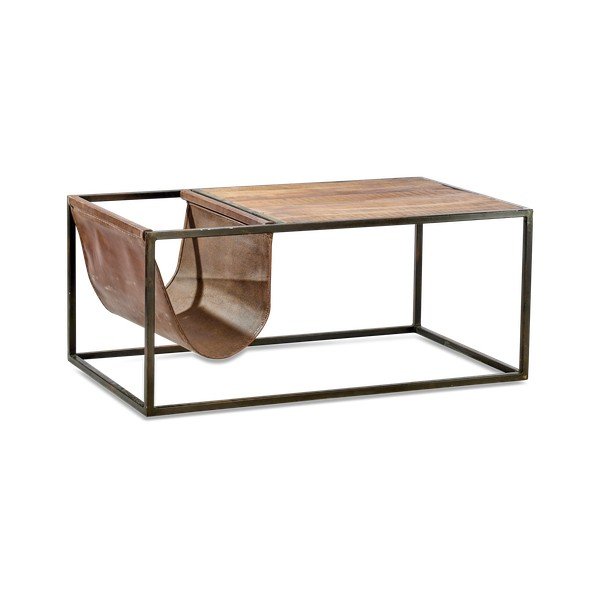 Mangopuust ja nahast kohvilaud Alera - Nkuku-image-2