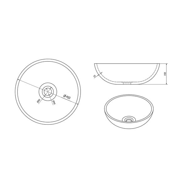 Sinihall keraamiline ümmargune valamu ø 41 cm Priori - Sapho-image-3