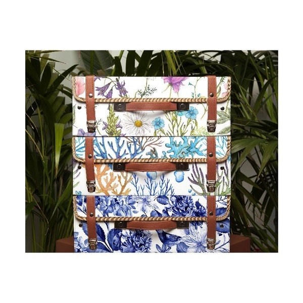 Kufr Surdic Valise Blue Flowers s motivem květin, 31 x 40 cm-image-1