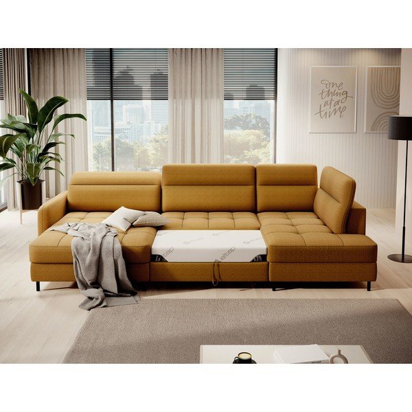 Kollane sametist lahtikäiv/sahtliga nurgadiivan (parem nurk/U-kujuline) Berrto – ELTAP-image-4