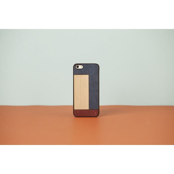 Dřevěný obal na iPhone 5/5S Inlays, tetris blue