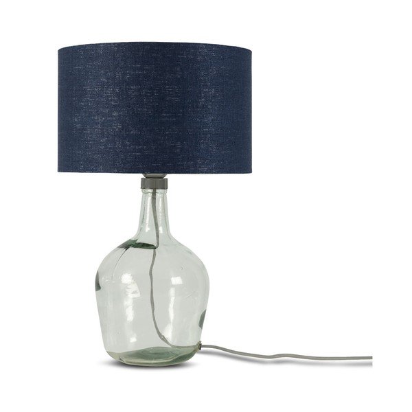 Stolní lampa s tmavě modrým stínidlem a konstrukcí z recyklovaného skla Good&Mojo Murano, ⌀ 30 cm