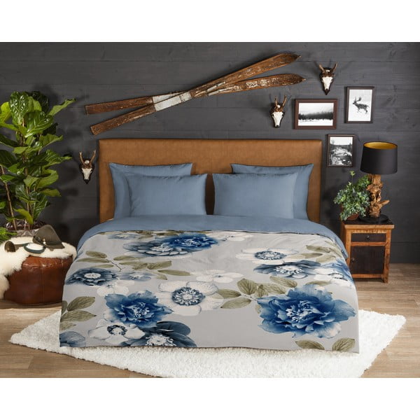 Sinihall flanellist voodipesu üheinimesevoodile 140x200 cm Gabin - Good Morning-image-1