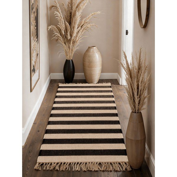 Must/kreemikas käsitsi kootud džuudist jooksja 80x200 cm Playa - Hanse Home-image-2