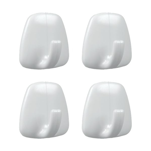 4 valge plastmassist kleepkonksu komplekt John - Metaltex-image-1