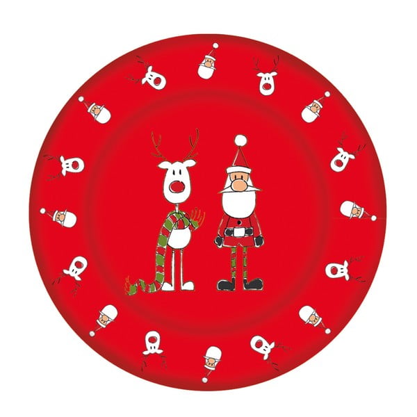 Červený skleněný talíř s vánočním motivem PPD Xmas Plate Rudi Scarf Duro, ⌀ 32 cm
