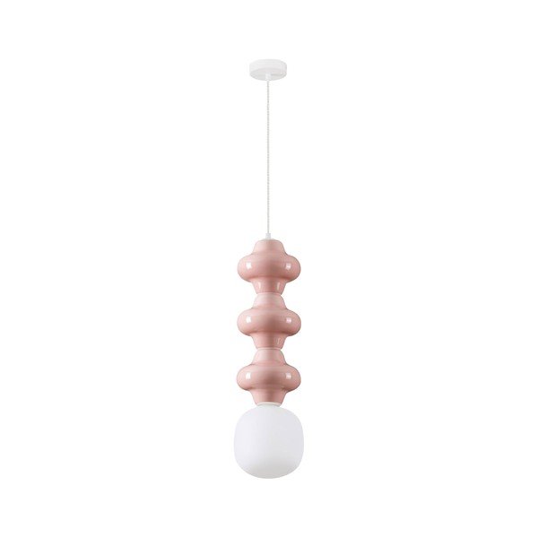 Valge/heleroosa keraamiline ripplamp klaasist varjuga, ø 18 cm Clio - Nova Luce
