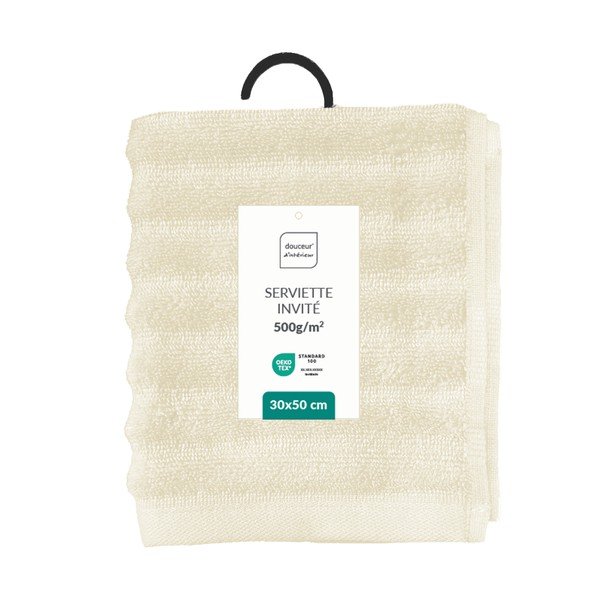 Kreemikas frotee puuvillane rätik 30x50 cm Maya - douceur d'intérieur-image-4